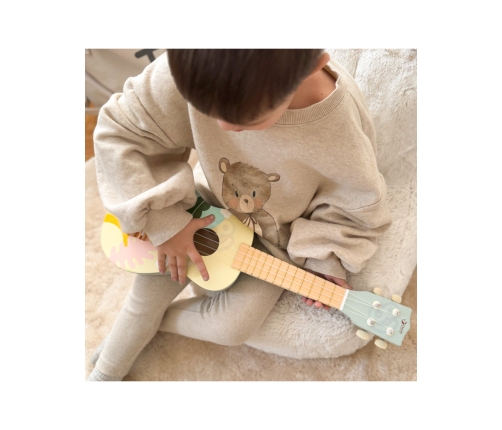 CLASSIC WORLD Drewniane Ukulele Gitara dla Dzieci Różowa