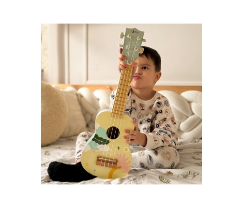 CLASSIC WORLD Drewniane Ukulele Gitara dla Dzieci Różowa