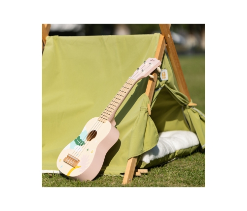 CLASSIC WORLD Drewniane Ukulele Gitara dla Dzieci Różowa