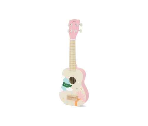 CLASSIC WORLD Drewniane Ukulele Gitara dla Dzieci Różowa
