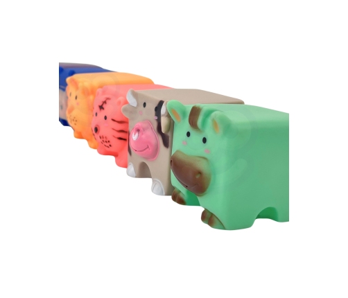 WOOPIE BABY Klocki Sensoryczne Zwierzątka Układanka do Ściskania + Dźwięk 6 el.