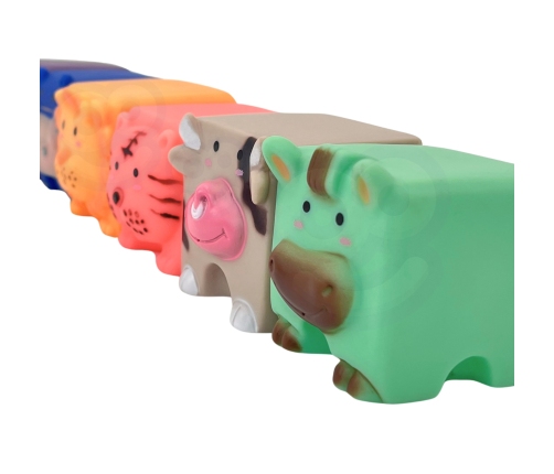 WOOPIE BABY Klocki Sensoryczne Zwierzątka Układanka do Ściskania + Dźwięk 6 el.