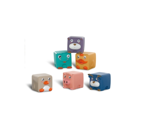 WOOPIE BABY Klocki Sensoryczne Układanka do Ściskania Dźwięk Zwierzątka 12 el.