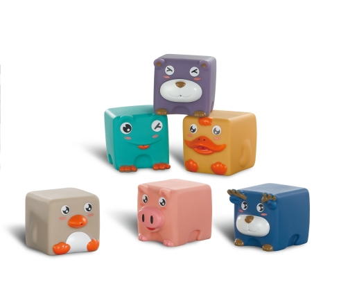 WOOPIE BABY Klocki Sensoryczne Układanka do Ściskania Dźwięk Zwierzątka 12 el.