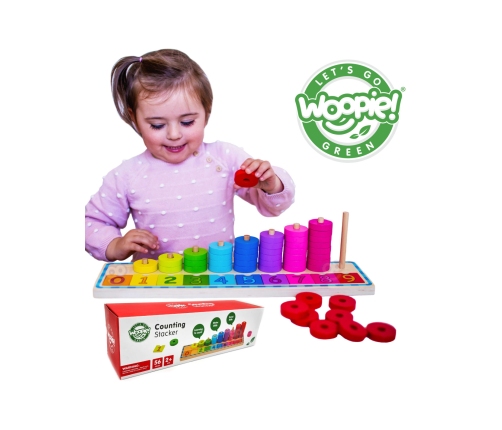 WOOPIE GREEN Układanka Nauka Liczenia i Kolorów Montessori 56 el.
