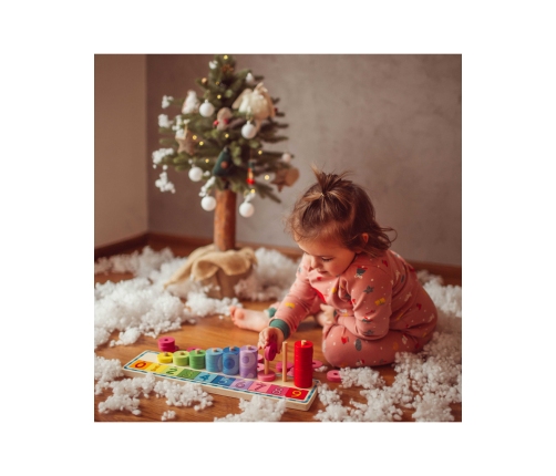 WOOPIE GREEN Układanka Nauka Liczenia i Kolorów Montessori 56 el.