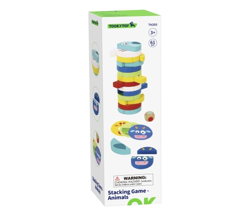TOOKY TOY Gra Zręcznościowa Klocki Zwierzęta Certyfikat FSC