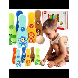 TOOKY TOY Drewniane Kręgle dla Dzieci 6 szt. + Piłka TOOKY TOY Drewniane Kręgle dla Dzieci 6 szt. + Piłka