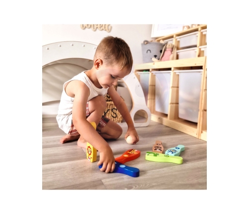 TOOKY TOY Drewniane Kręgle dla Dzieci  6 szt. + Piłka