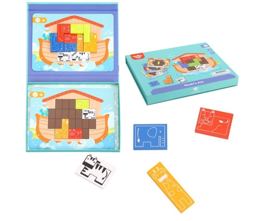 TOOKY TOY Układanka Magnetyczna Montessori Logiczna Puzzle Tetris Arka Noego 26 el.
