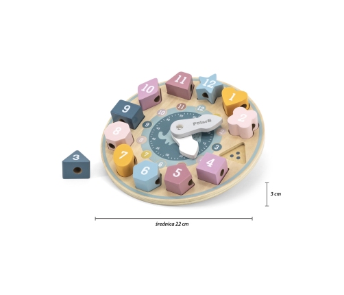 VIGA PolarB Sorter Kształtów Zegar nawlekanka Montessori