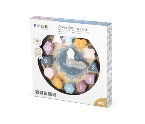 VIGA PolarB Sorter Kształtów Zegar nawlekanka Montessori