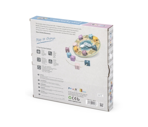 VIGA PolarB Sorter Kształtów Zegar nawlekanka Montessori