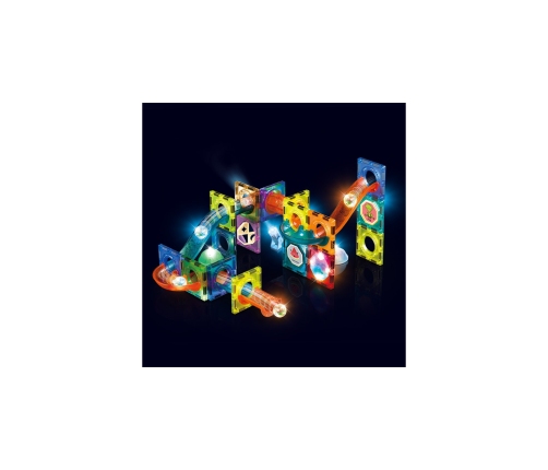 WOOPIE Klocki Magnetyczne Tor Kulkowy Świetlny 49 el.
