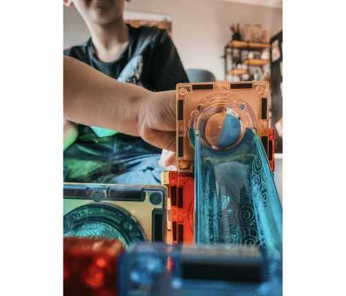 WOOPIE Klocki Magnetyczne Tor Kulkowy Świetlny 49 el.