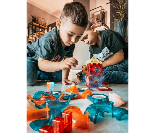 WOOPIE Klocki Magnetyczne Tor Kulkowy Świetlny 49 el.