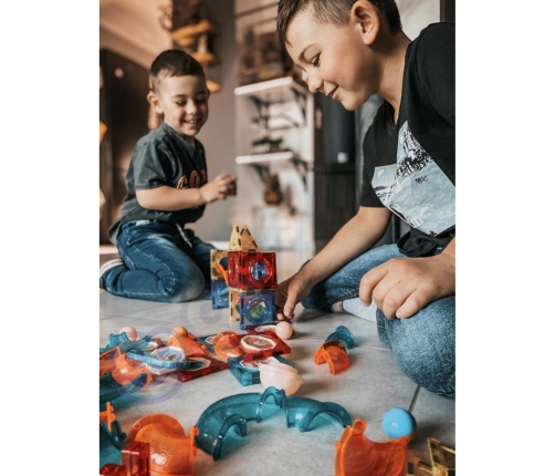 WOOPIE Klocki Magnetyczne Tor Kulkowy Świetlny 49 el.