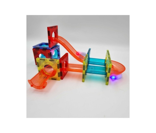 WOOPIE Klocki Magnetyczne Tor Kulkowy Świetlny 49 el.