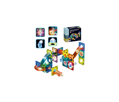WOOPIE Klocki Magnetyczne Tor Kulkowy Świetlny 49 el.