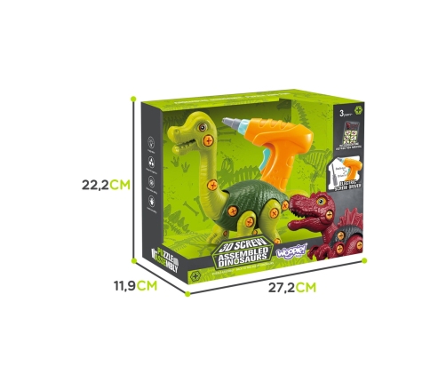 WOOPIE Dinozaur do Skręcania Zestaw Konstrukcyjny + Wiertarka 31 el.