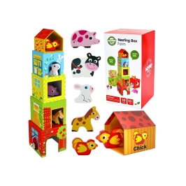 WOOPIE GREEN Układanka Kostki Farma w Pudełkach + Figurki 10 el.