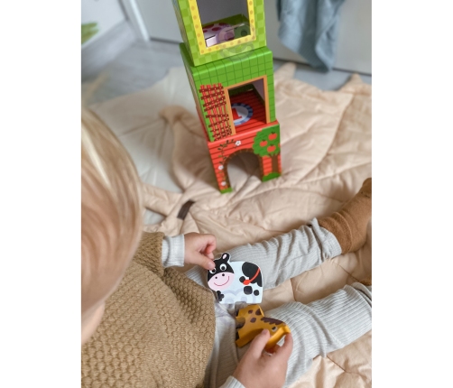 WOOPIE GREEN Układanka Kostki Farma w Pudełkach + Figurki 10 el.