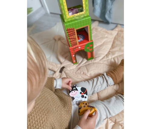 WOOPIE GREEN Układanka Kostki Farma w Pudełkach + Figurki 10 el.