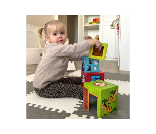 WOOPIE GREEN Układanka Kostki Farma w Pudełkach + Figurki 10 el.