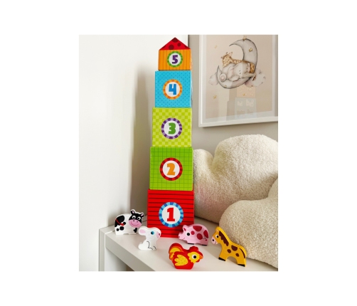 WOOPIE GREEN Układanka Kostki Farma w Pudełkach + Figurki 10 el.