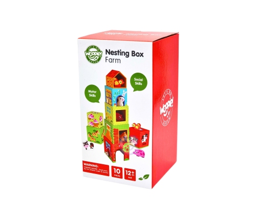 WOOPIE GREEN Układanka Kostki Farma w Pudełkach + Figurki 10 el.