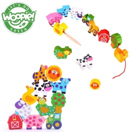 WOOPIE GREEN Drewniane Klocki do Nawlekania Zwierzęta Farma 13 el. WOOPIE GREEN Drewniane Klocki do Nawlekania Zwierzęta Farma 13 el.