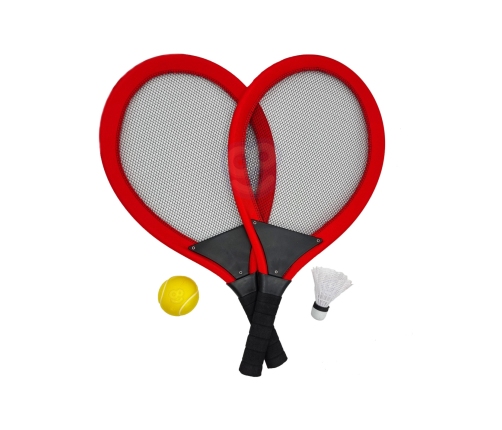 WOOPIE Duże Rakietki do Tenisa Badminton dla Dzieci Zestaw + Piłka Lotka