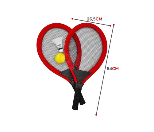WOOPIE Duże Rakietki do Tenisa Badminton dla Dzieci Zestaw + Piłka Lotka