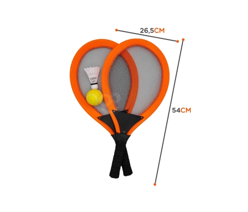 WOOPIE Duże Rakietki do Tenisa Badminton dla Dzieci Zestaw + Piłka Lotka