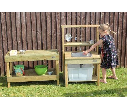 CLASSIC WORLD EDU Duży Drewniany Zlew Kuchnia Prawdziwa Woda