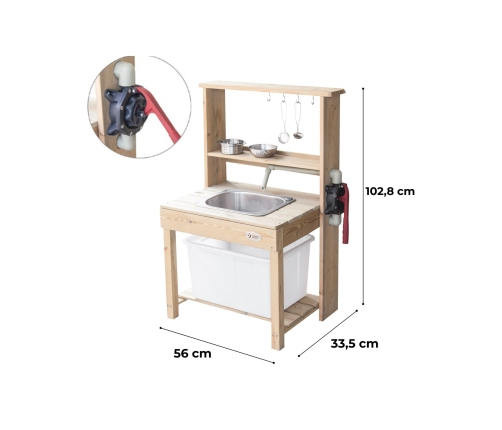 CLASSIC WORLD EDU Duży Drewniany Zlew Kuchnia Prawdziwa Woda