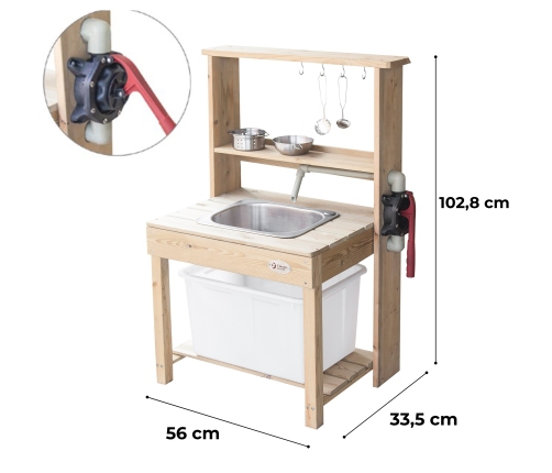 CLASSIC WORLD EDU Duży Drewniany Zlew Kuchnia Prawdziwa Woda