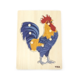 VIGA Drewniane Puzzle Montessori Kogut z Pinezkami