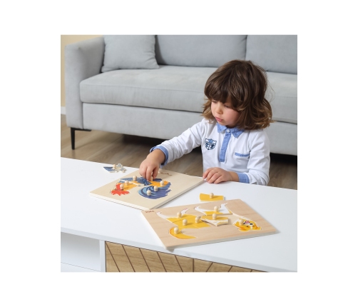 VIGA Drewniane Puzzle Montessori Kogut z Pinezkami