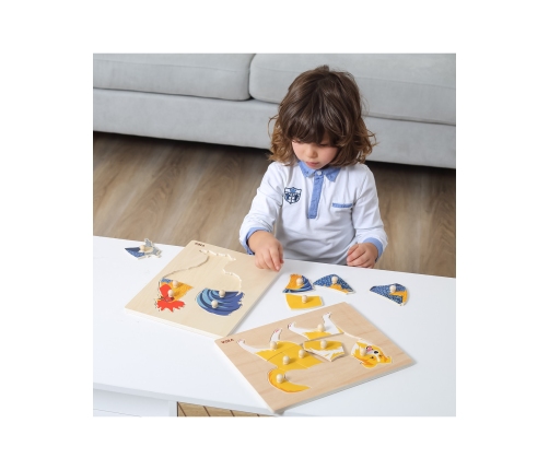 VIGA Drewniane Puzzle Montessori Kogut z Pinezkami