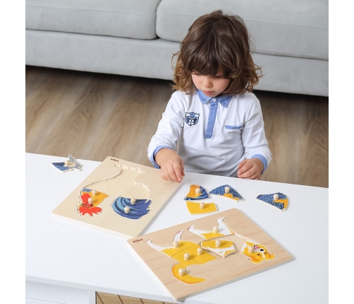 VIGA Drewniane Puzzle Montessori Kogut z Pinezkami