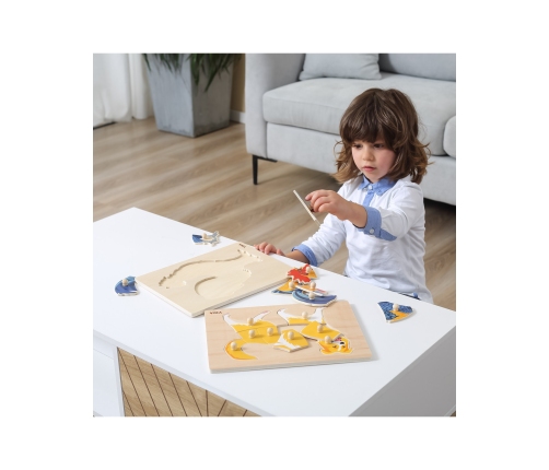 VIGA Drewniane Puzzle Montessori Kogut z Pinezkami