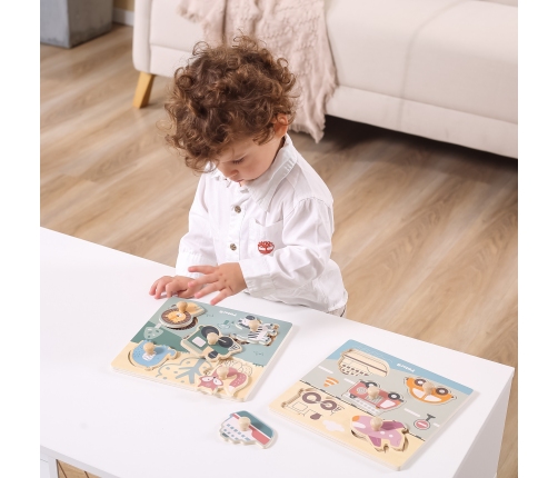 VIGA PolarB Drewniane Puzzle Zwierzęta z Pinezkami