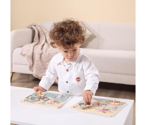 VIGA PolarB Drewniane Puzzle Zwierzęta z Pinezkami