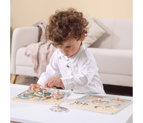 VIGA PolarB Drewniane Puzzle Zwierzęta z Pinezkami