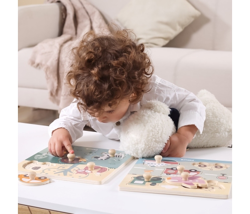 VIGA PolarB Drewniane Puzzle Zwierzęta z Pinezkami