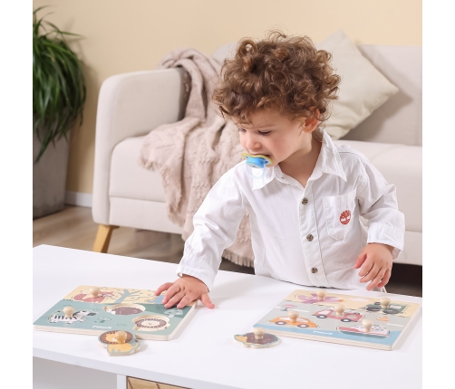 VIGA PolarB Drewniane Puzzle Zwierzęta z Pinezkami