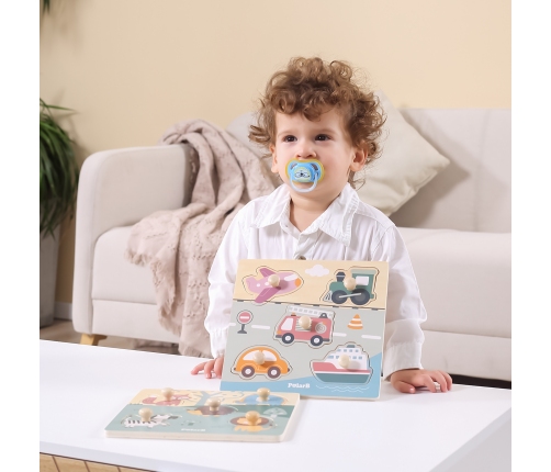 VIGA PolarB Drewniane Puzzle Zwierzęta z Pinezkami