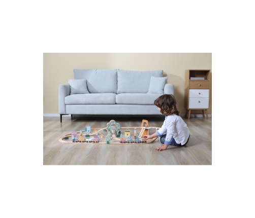 VIGA PolarB Drewniana kolejka dla dzieci Pociąg Tor 90 elementów