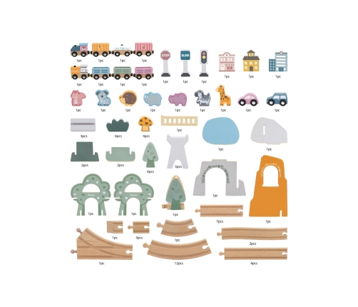 VIGA PolarB Drewniana kolejka dla dzieci Pociąg Tor 90 elementów